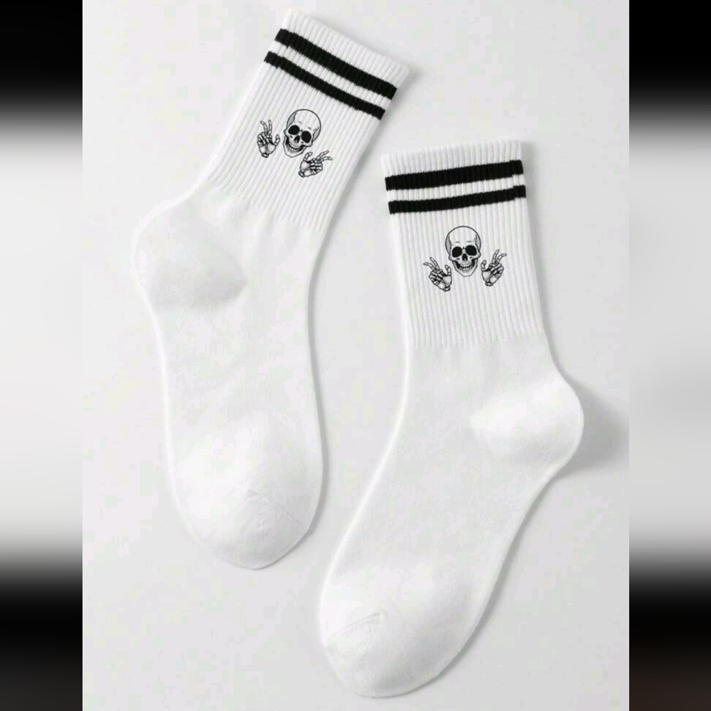 New Womens Skull Peace Sign Halloween Socks Size 8-11 In Women